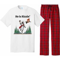 He Is Rizzin Funny Easter Day Jesus Playing Basketball Pajama Set