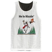 He Is Rizzin Funny Easter Day Jesus Playing Basketball Mesh Reversible Basketball Jersey Tank