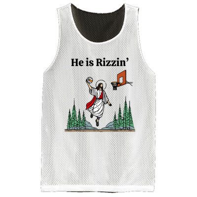 He Is Rizzin Funny Easter Day Jesus Playing Basketball Mesh Reversible Basketball Jersey Tank