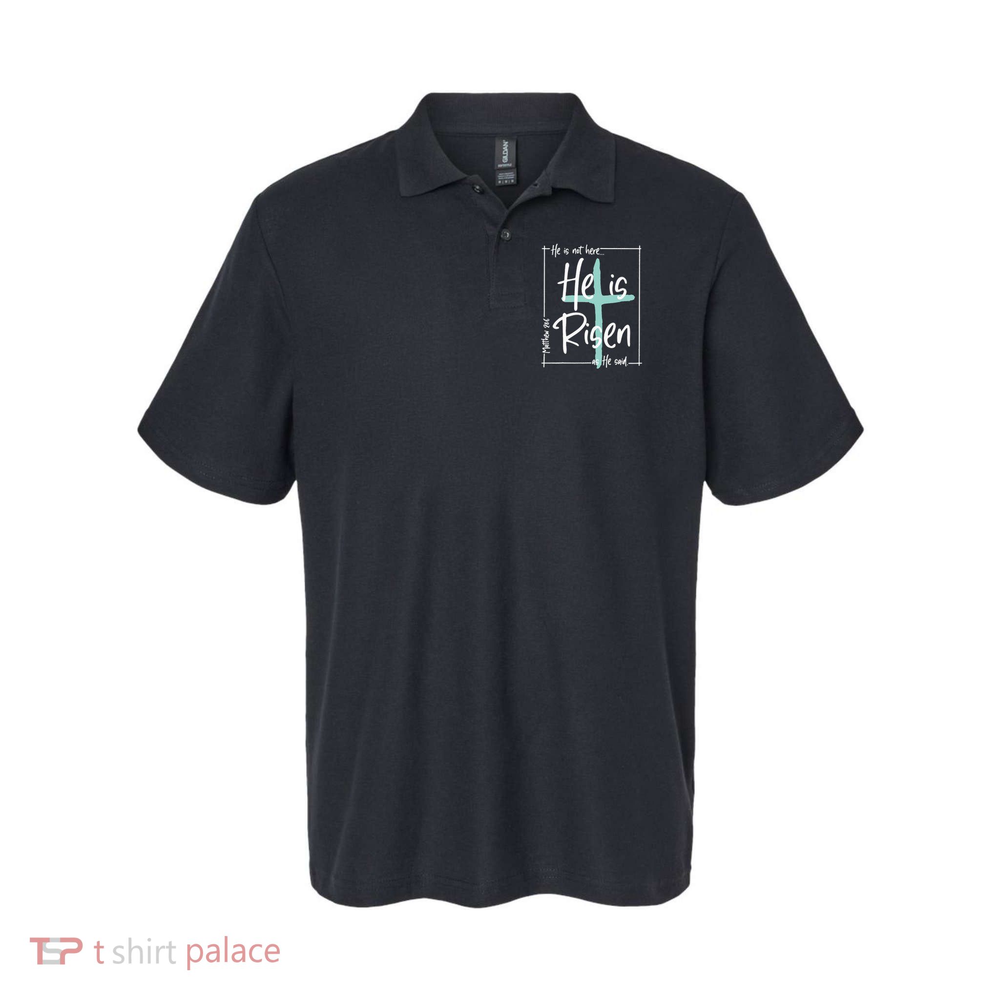 He Is Risen Easter Christian Cross Polo