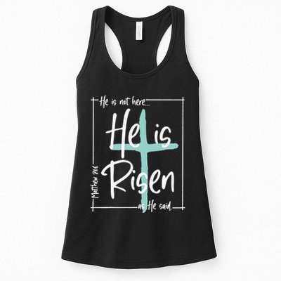 He Is Risen Easter Christian Cross Womens Tank Top
