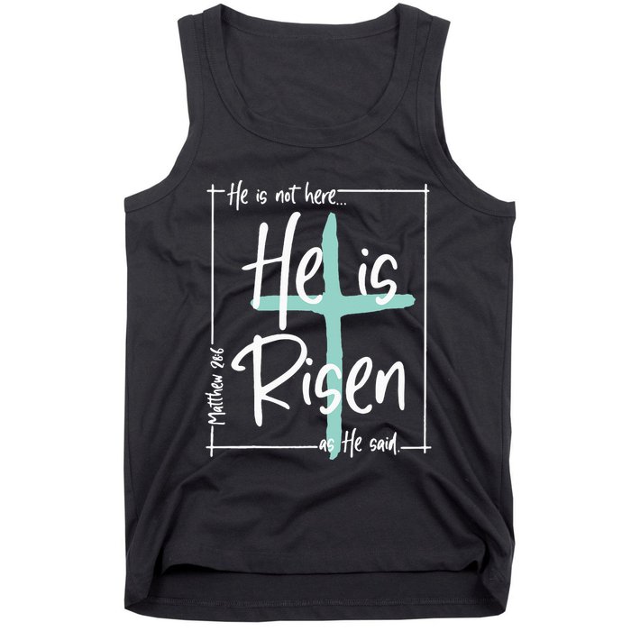 He Is Risen Easter Christian Cross Tank Top