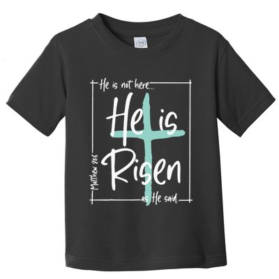 He Is Risen Easter Christian Cross Toddler T-Shirt