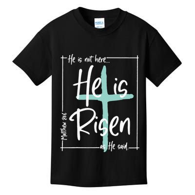 He Is Risen Easter Christian Cross Kids T-Shirt