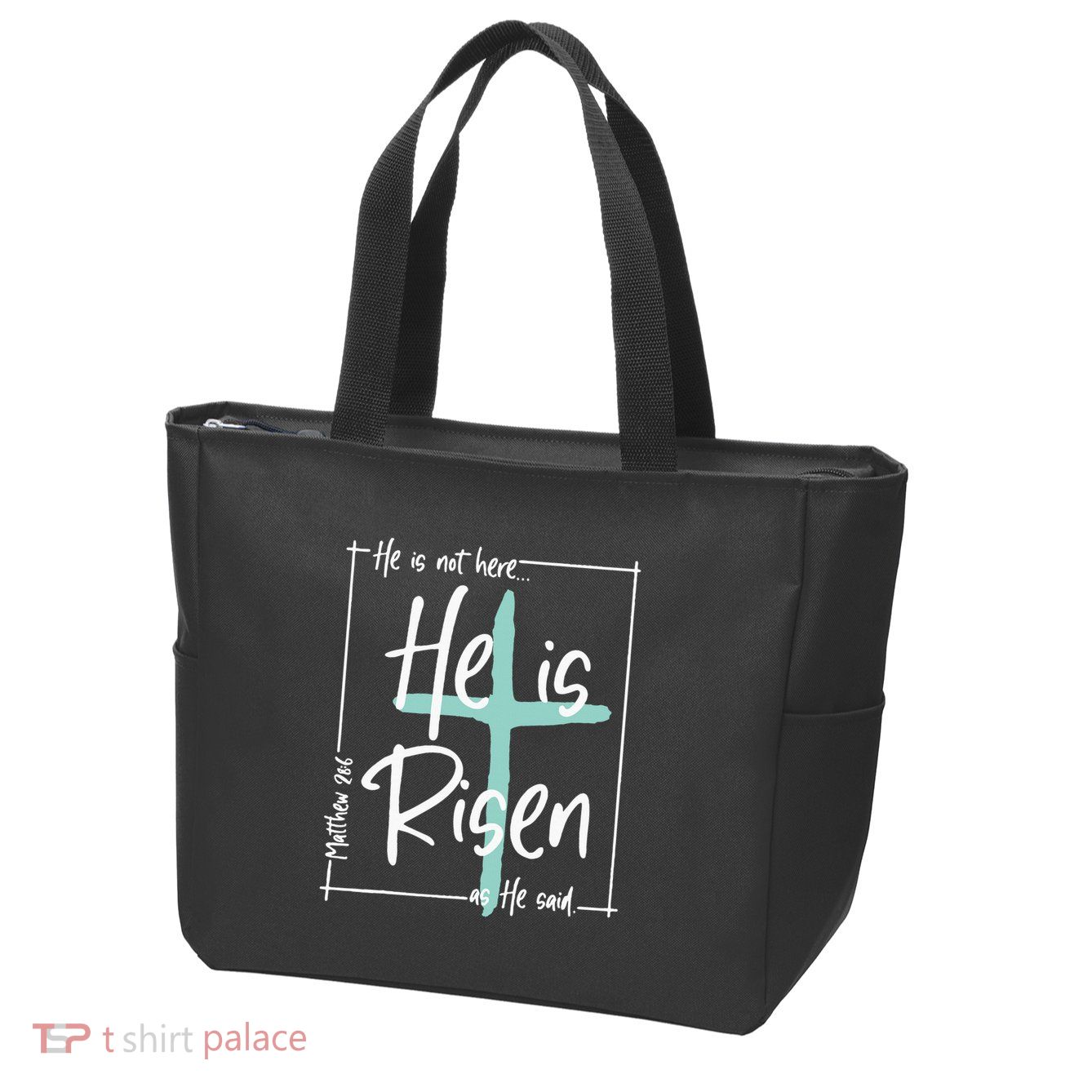 He Is Risen Easter Christian Cross Zip Tote Bag