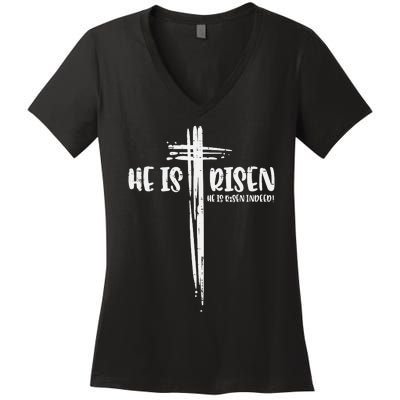 He is Risen Jesus Christ - Christian Religious Easter Women's V-Neck T-Shirt