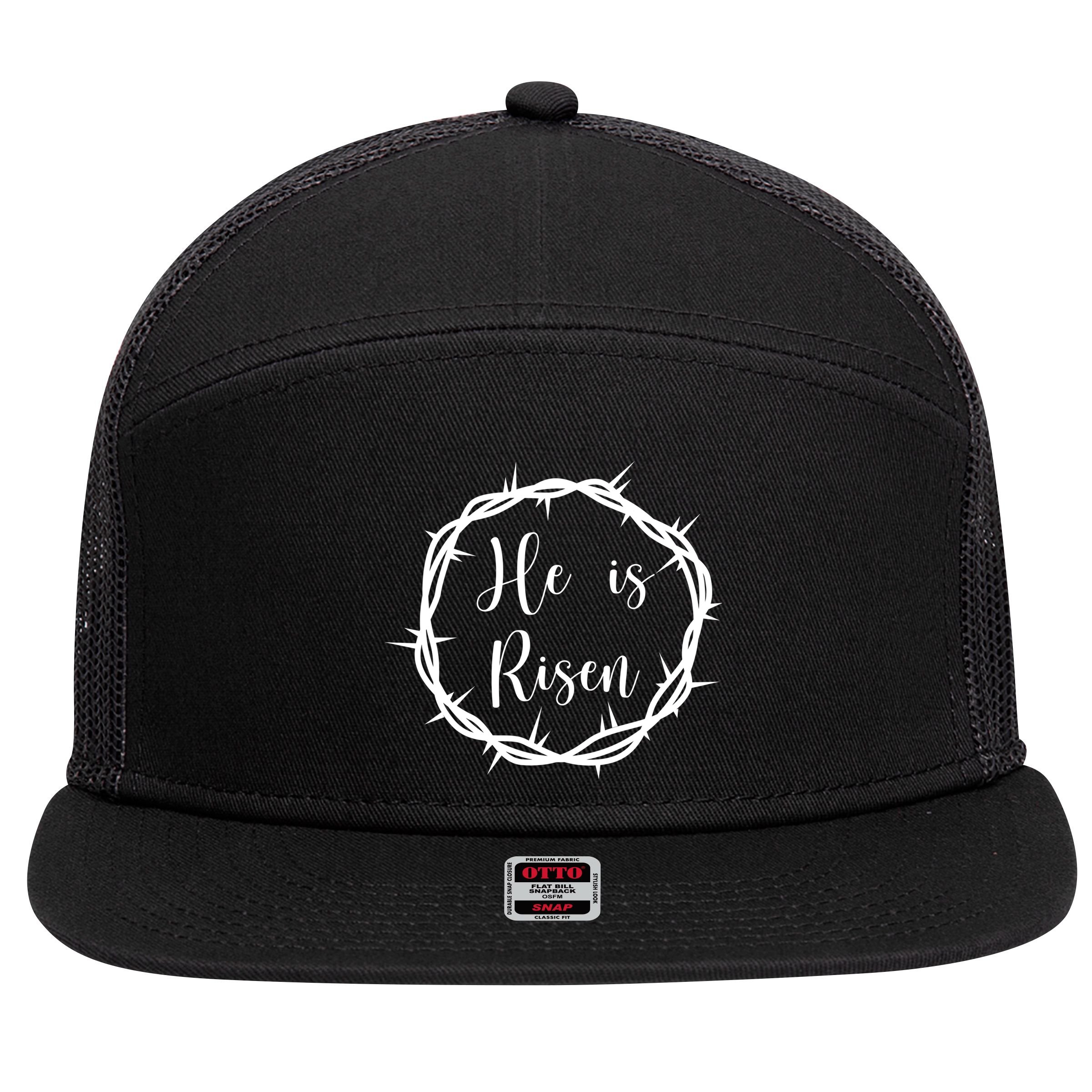 He Is Risen Easter Christ 7 Panel Mesh Trucker Snapback Hat