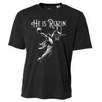 He Is Rizzin Jesus Playing Basketball Funny Sports Rizz Cooling Performance Crew T-Shirt