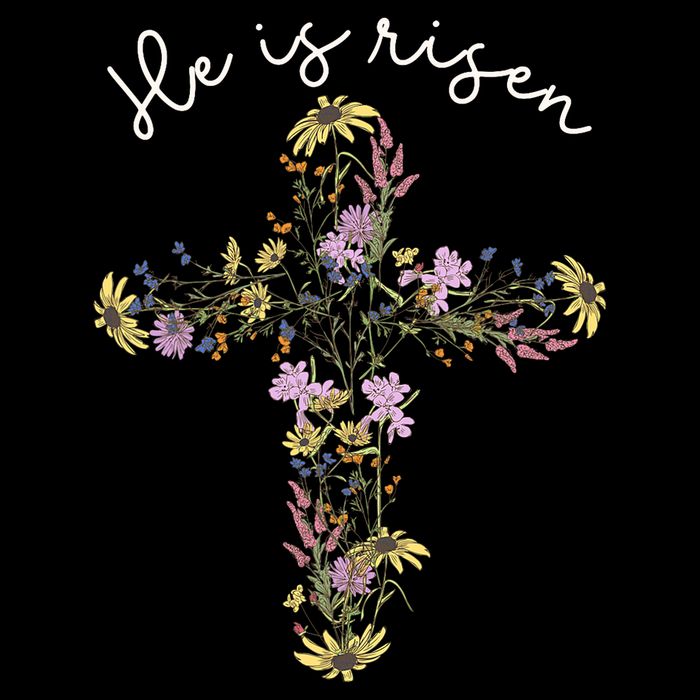 He Is Risen Wildflower Cross Easter Day Christian Girl Women Cooling Performance Crew T-Shirt