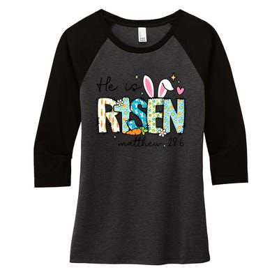 He Is Risen Women's Tri-Blend 3/4-Sleeve Raglan Shirt