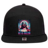 He Is Rizzin Jesus Is Rizzen 7 Panel Mesh Trucker Snapback Hat