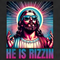 He Is Rizzin Jesus Is Rizzen 7 Panel Mesh Trucker Snapback Hat