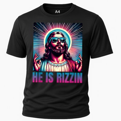 He Is Rizzin Jesus Is Rizzen Cooling Performance Crew T-Shirt