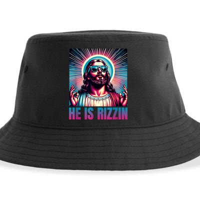 He Is Rizzin Jesus Is Rizzen Sustainable Bucket Hat