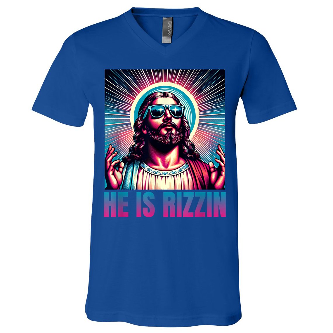 He Is Rizzin Jesus Is Rizzen V-Neck T-Shirt