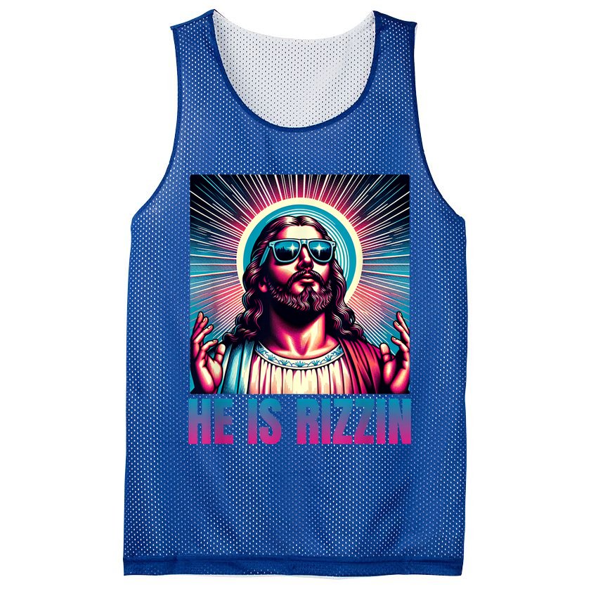 He Is Rizzin Jesus Is Rizzen Mesh Reversible Basketball Jersey Tank