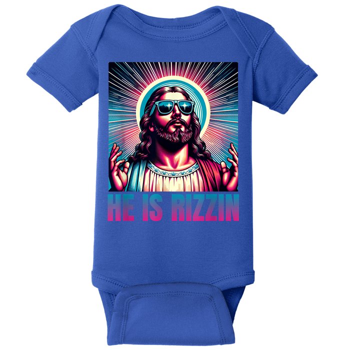 He Is Rizzin Jesus Is Rizzen Baby Bodysuit