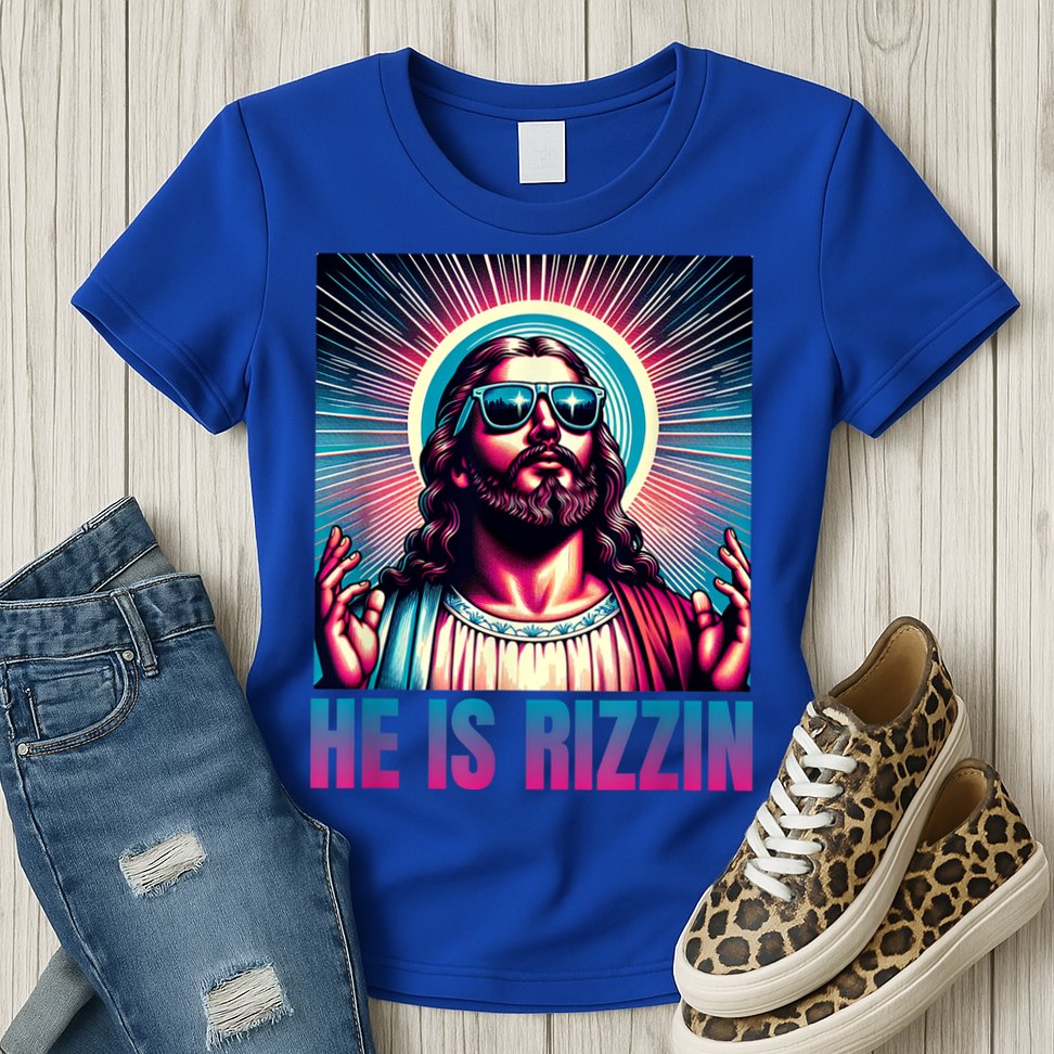 He Is Rizzin Jesus Is Rizzen Womens T-Shirt