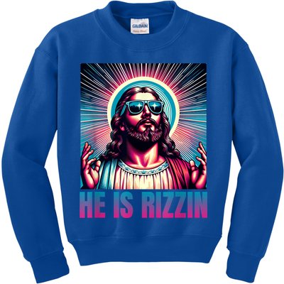 He Is Rizzin Jesus Is Rizzen Kids Sweatshirt