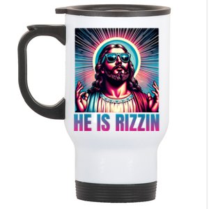 He Is Rizzin Jesus Is Rizzen Stainless Steel Travel Mug