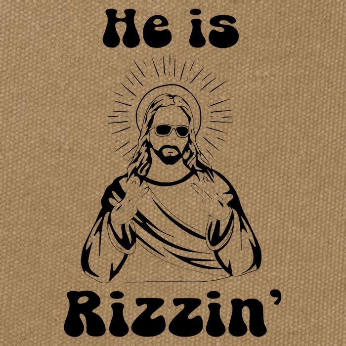 He Is Rizzin Jesus Is Rizzen Funny Cotton Canvas Backpack