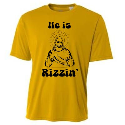 He Is Rizzin Jesus Is Rizzen Funny Cooling Performance Crew T-Shirt