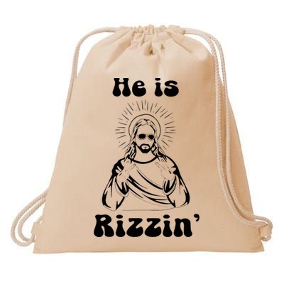 He Is Rizzin Jesus Is Rizzen Funny Drawstring Bag