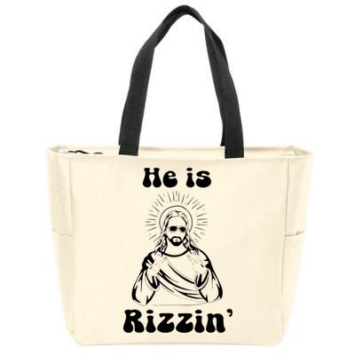 He Is Rizzin Jesus Is Rizzen Funny Zip Tote Bag
