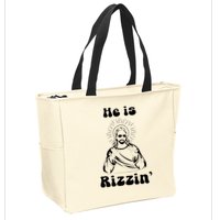 He Is Rizzin Jesus Is Rizzen Funny Zip Tote Bag