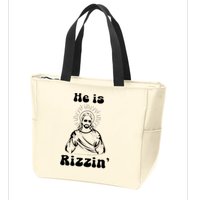 He Is Rizzin Jesus Is Rizzen Funny Zip Tote Bag