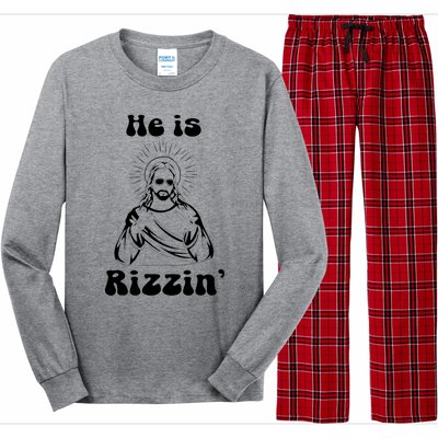 He Is Rizzin Jesus Is Rizzen Funny Long Sleeve Pajama Set