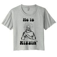 He Is Rizzin Jesus Is Rizzen Funny Women's Crop Top Tee