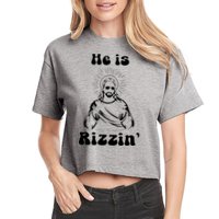 He Is Rizzin Jesus Is Rizzen Funny Women's Crop Top Tee