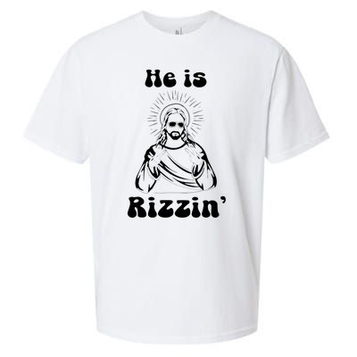 He Is Rizzin Jesus Is Rizzen Funny Sueded Cloud Jersey T-Shirt