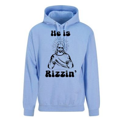 He Is Rizzin Jesus Is Rizzen Funny Unisex Surf Hoodie