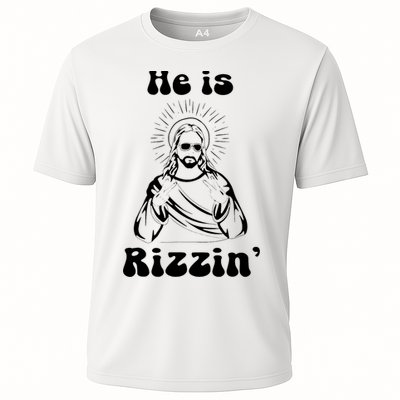 He Is Rizzin Jesus Is Rizzen Funny Cooling Performance Crew T-Shirt