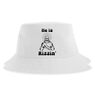 He Is Rizzin Jesus Is Rizzen Funny Sustainable Bucket Hat