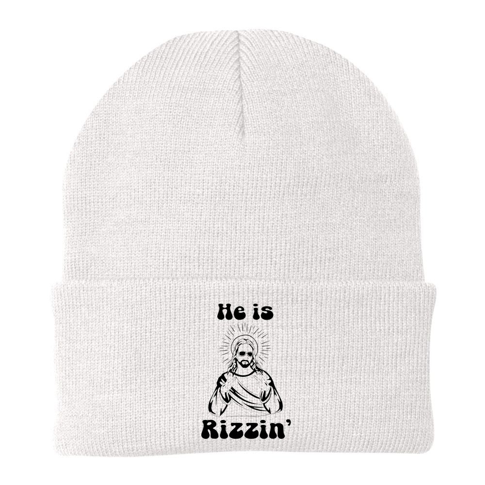 He Is Rizzin Jesus Is Rizzen Funny Beanie