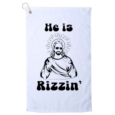 He Is Rizzin Jesus Is Rizzen Funny Golf Towel