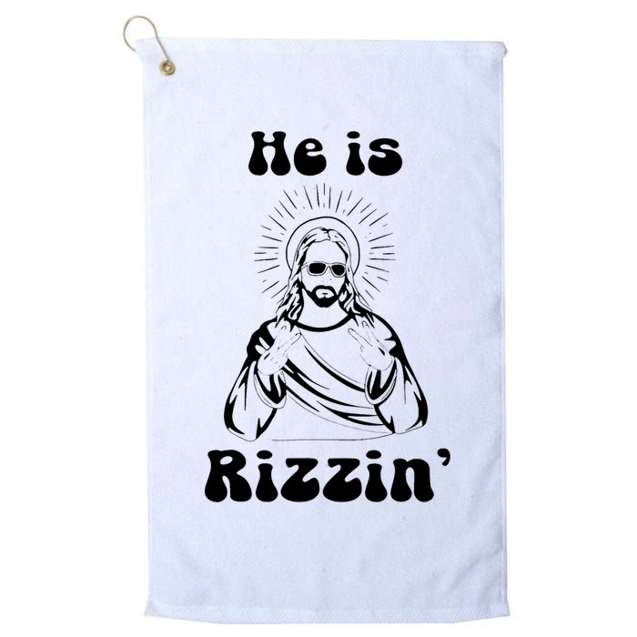 He Is Rizzin Jesus Is Rizzen Funny Golf Towel