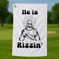He Is Rizzin Jesus Is Rizzen Funny Golf Towel
