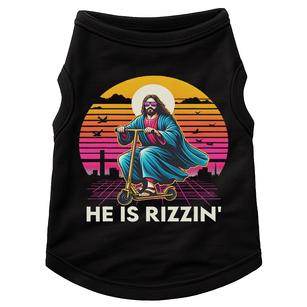 He Is Rizzen Jesus Is Rizzen Cool Jesus Jesus Has Rizzen Doggie Tank