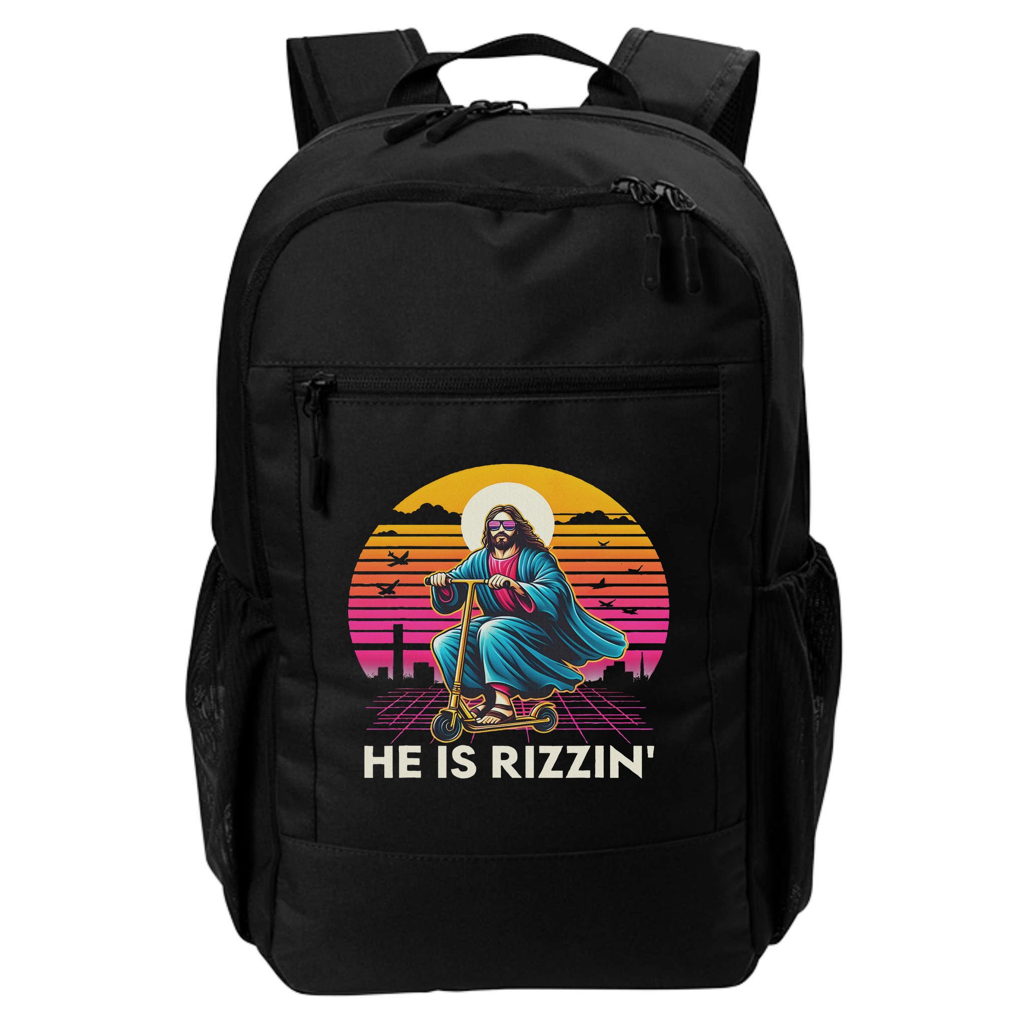 He Is Rizzen Jesus Is Rizzen Cool Jesus Jesus Has Rizzen Backpack
