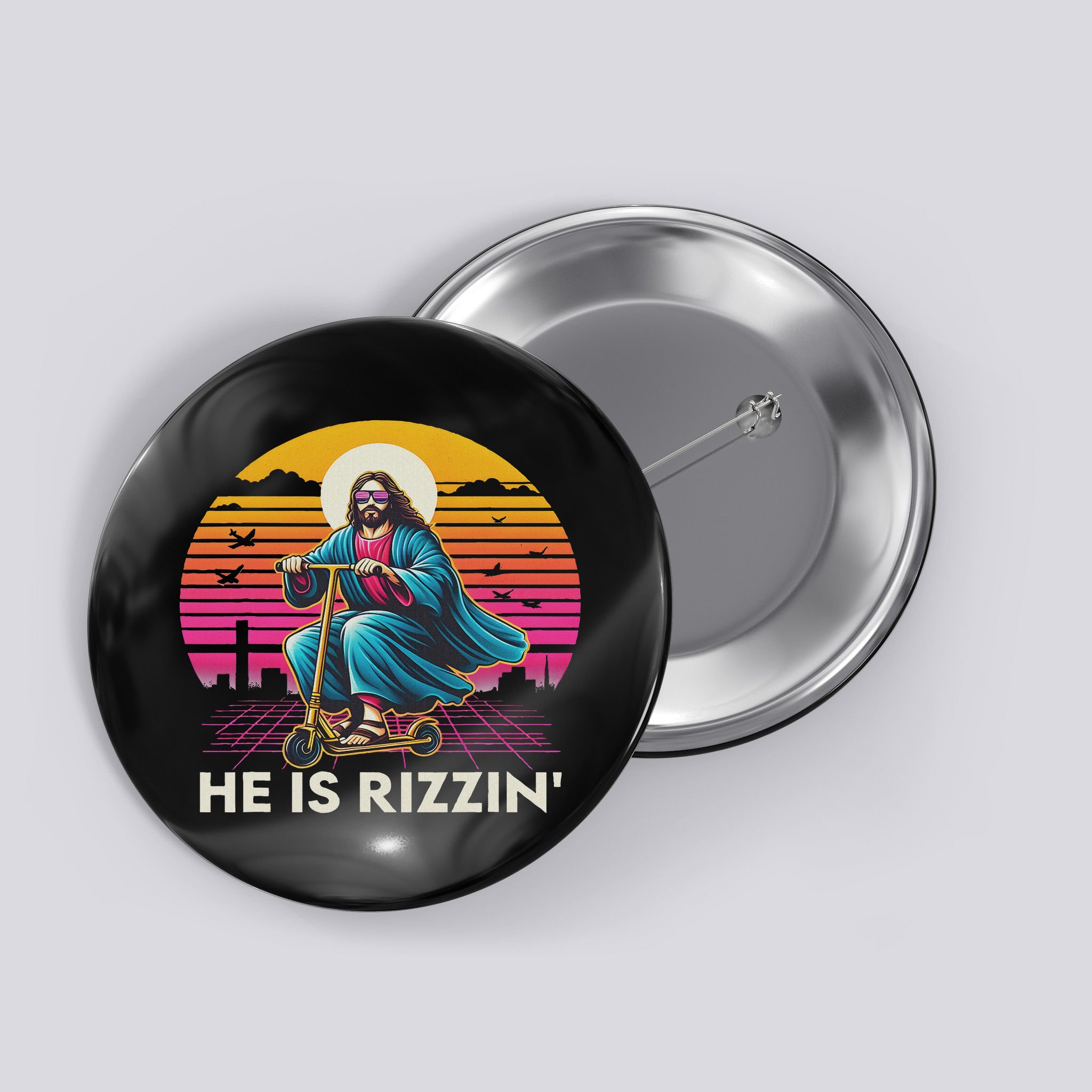 He Is Rizzen Jesus Is Rizzen Cool Jesus Jesus Has Rizzen Button