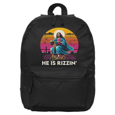 He Is Rizzen Jesus Is Rizzen Cool Jesus Jesus Has Rizzen 16 in Basic Backpack