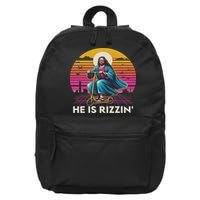 He Is Rizzen Jesus Is Rizzen Cool Jesus Jesus Has Rizzen 16 in Basic Backpack