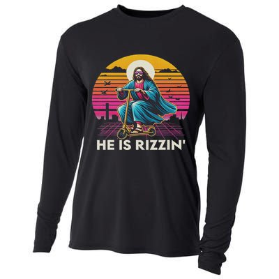 He Is Rizzen Jesus Is Rizzen Cool Jesus Jesus Has Rizzen Cooling Performance Long Sleeve Crew
