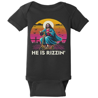 He Is Rizzen Jesus Is Rizzen Cool Jesus Jesus Has Rizzen Baby Bodysuit
