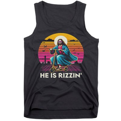 He Is Rizzen Jesus Is Rizzen Cool Jesus Jesus Has Rizzen Tank Top