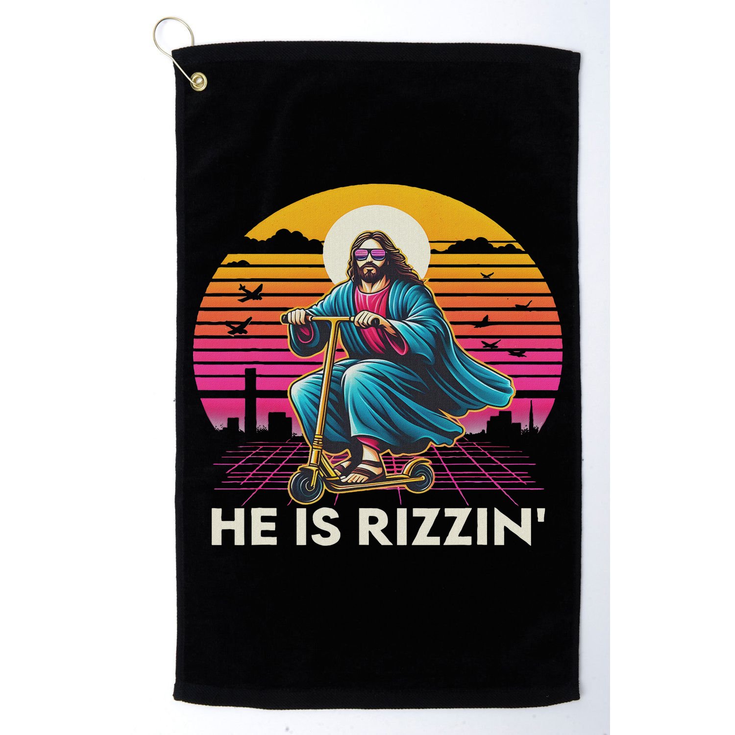 He Is Rizzen Jesus Is Rizzen Cool Jesus Jesus Has Rizzen Golf Towel